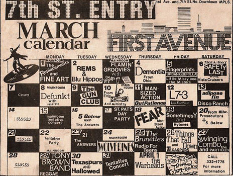 1982 1st Ave calendar featuring Hytones [464px]